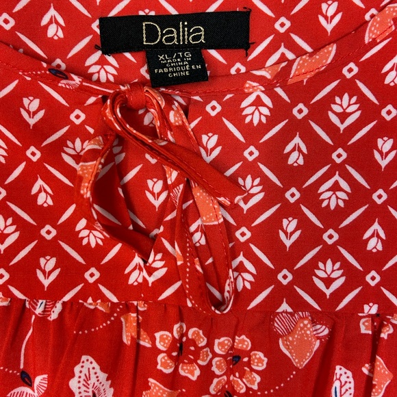 Red Printed Short Sleeve Blouse | Size XL - Picture 3 of 5